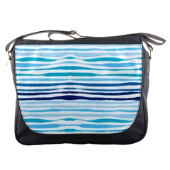 Blue Waves Pattern Messenger Bag by designsbymallika