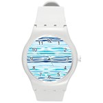 BLUE WAVES PATTERN Round Plastic Sport Watch (M) Front