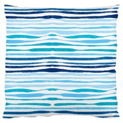 BLUE WAVES PATTERN Large Flano Cushion Case (One Side)