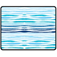 Blue Waves Pattern Double Sided Fleece Blanket (medium)  by designsbymallika