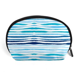 Blue Waves Pattern Accessory Pouch (large) by designsbymallika