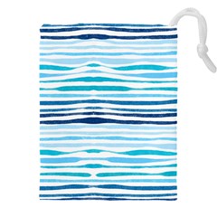 Blue Waves Pattern Drawstring Pouch (4xl)