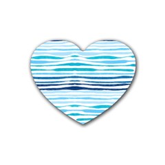 Blue Waves Pattern Heart Coaster (4 Pack)  by designsbymallika