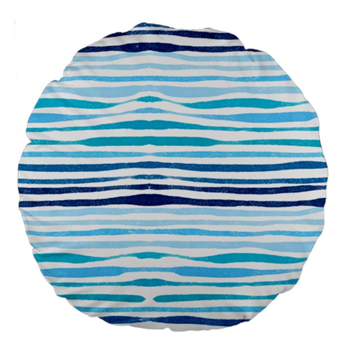 BLUE WAVES PATTERN Large 18  Premium Round Cushions