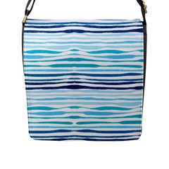 Blue Waves Pattern Flap Closure Messenger Bag (l) by designsbymallika