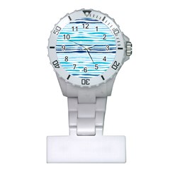 Blue Waves Pattern Plastic Nurses Watch by designsbymallika