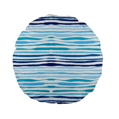 Blue Waves Pattern Standard 15  Premium Flano Round Cushions by designsbymallika