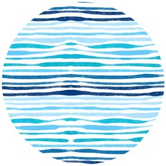 Blue Waves Pattern Wooden Puzzle Round