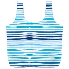 Blue Waves Pattern Full Print Recycle Bag (xxl) by designsbymallika