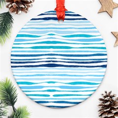 Blue Waves Pattern Ornament (round) by designsbymallika