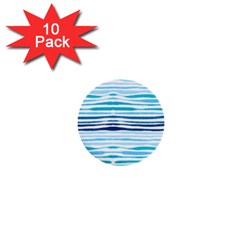 Blue Waves Pattern 1  Mini Buttons (10 Pack)  by designsbymallika