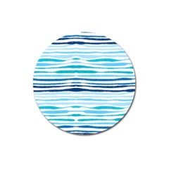 Blue Waves Pattern Magnet 3  (round) by designsbymallika