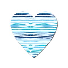 Blue Waves Pattern Heart Magnet by designsbymallika