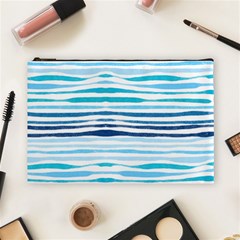 Blue Waves Pattern Cosmetic Bag (large) by designsbymallika