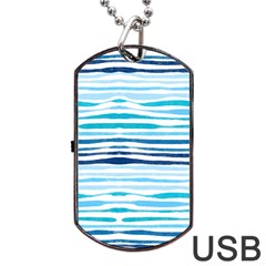 Blue Waves Pattern Dog Tag Usb Flash (two Sides) by designsbymallika