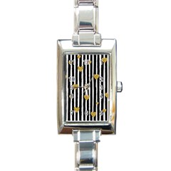 Stripes Heart Pattern Rectangle Italian Charm Watch by designsbymallika