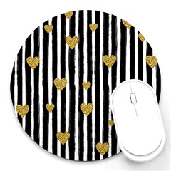 Stripes Heart Pattern Round Mousepads by designsbymallika