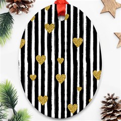 Stripes Heart Pattern Ornament (oval) by designsbymallika