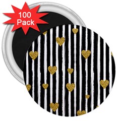 Stripes Heart Pattern 3  Magnets (100 Pack) by designsbymallika