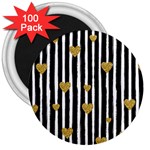 stripes heart pattern 3  Magnets (100 pack) Front