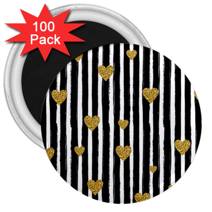 stripes heart pattern 3  Magnets (100 pack)