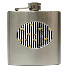 Stripes Heart Pattern Hip Flask (6 Oz) by designsbymallika