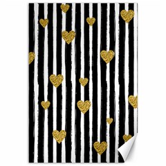 Stripes Heart Pattern Canvas 12  X 18  by designsbymallika