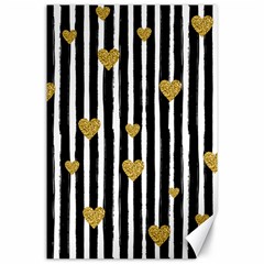 Stripes Heart Pattern Canvas 24  X 36  by designsbymallika