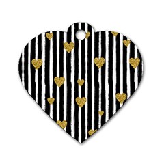 Stripes Heart Pattern Dog Tag Heart (two Sides) by designsbymallika