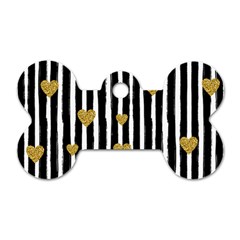 Stripes Heart Pattern Dog Tag Bone (one Side) by designsbymallika