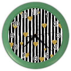 Stripes Heart Pattern Color Wall Clock