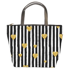 Stripes Heart Pattern Bucket Bag