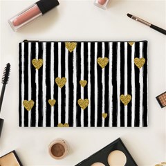 Stripes Heart Pattern Cosmetic Bag (large) by designsbymallika