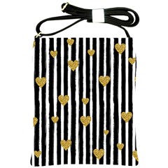 Stripes Heart Pattern Shoulder Sling Bag by designsbymallika