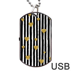 Stripes Heart Pattern Dog Tag Usb Flash (one Side) by designsbymallika