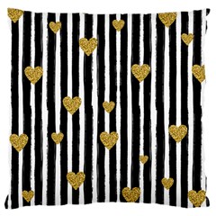 Stripes Heart Pattern Large Cushion Case (two Sides) by designsbymallika