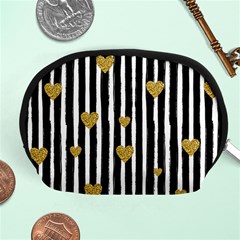 Stripes Heart Pattern Accessory Pouch (medium) by designsbymallika