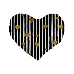 Stripes Heart Pattern Standard 16  Premium Flano Heart Shape Cushions by designsbymallika