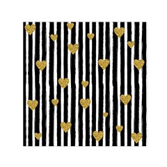 Stripes Heart Pattern Small Satin Scarf (square) by designsbymallika