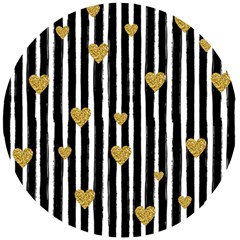 Stripes Heart Pattern Wooden Puzzle Round