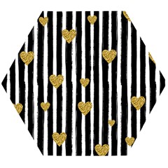 Stripes Heart Pattern Wooden Puzzle Hexagon by designsbymallika