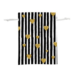 Stripes Heart Pattern Lightweight Drawstring Pouch (l)