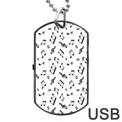 Music Pattern Dog Tag Usb Flash (one Side) by designsbymallika