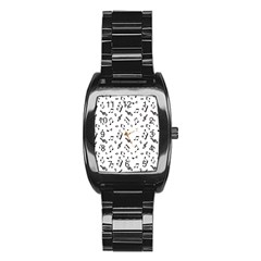 Music Pattern Stainless Steel Barrel Watch by designsbymallika