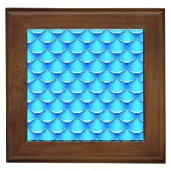 Blue Scale Pattern Framed Tile by designsbymallika