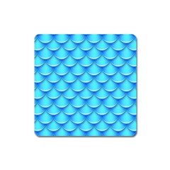 Blue Scale Pattern Square Magnet by designsbymallika