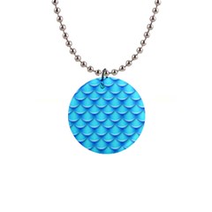 Blue Scale Pattern 1  Button Necklace by designsbymallika