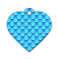 Blue Scale Pattern Dog Tag Heart (one Side) by designsbymallika