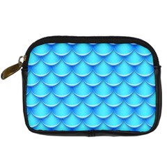 Blue Scale Pattern Digital Camera Leather Case by designsbymallika