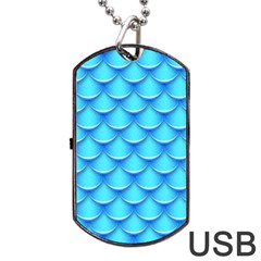 Blue Scale Pattern Dog Tag Usb Flash (two Sides) by designsbymallika